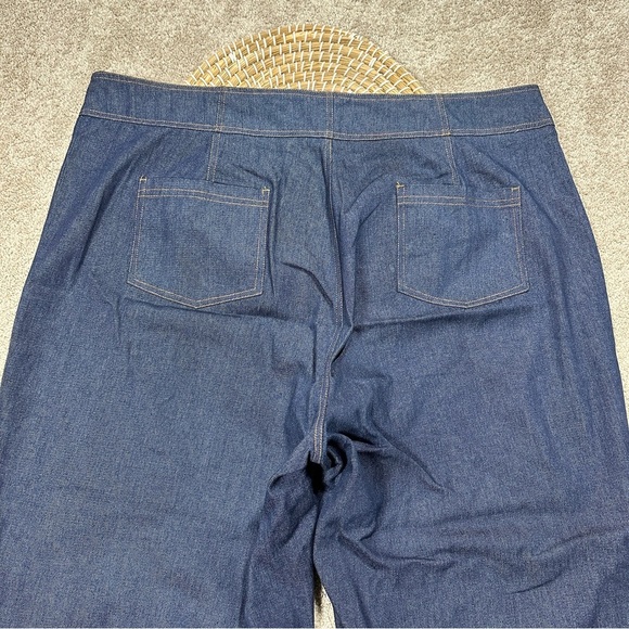 Smak Parlour Strawberry Blossom Embroidered Denim Wide Leg Pants High Rise 4X - Picture 8 of 16